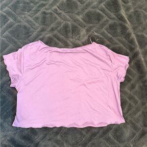 Colsie Lilac Lettuce Hem Sleeve Crop T-Shirt